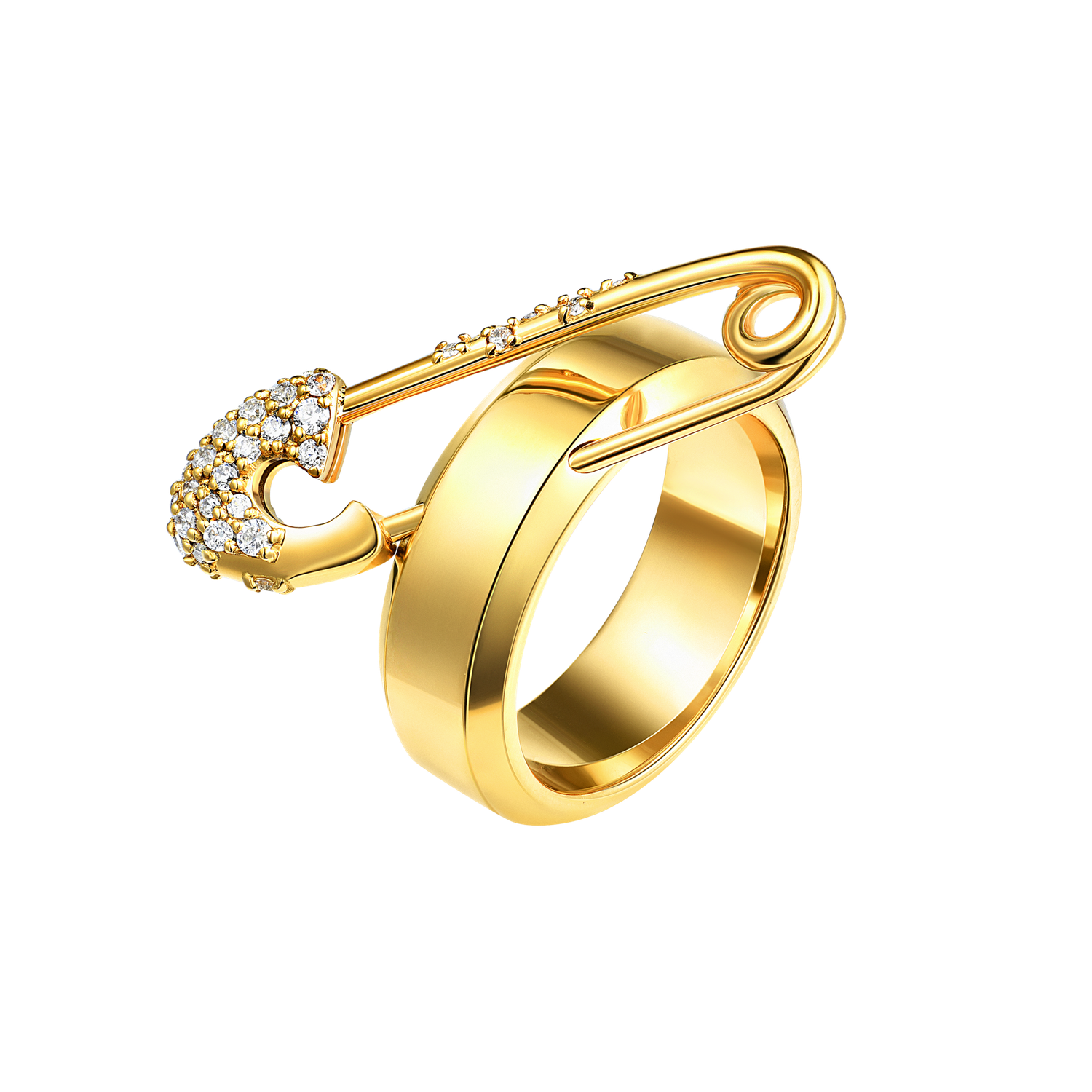 Кольцо Crystal Pin Ring - Gold