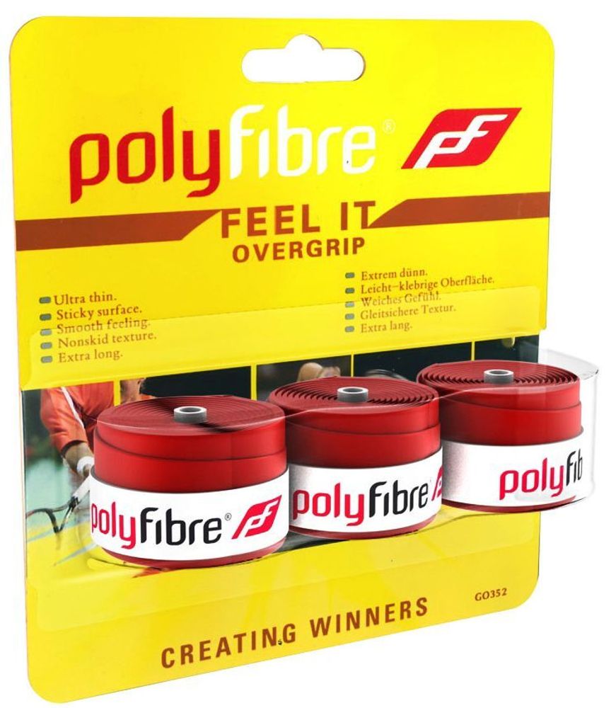 Теннисные намотки Polyfibre Feel It Overgrip 3P - красный