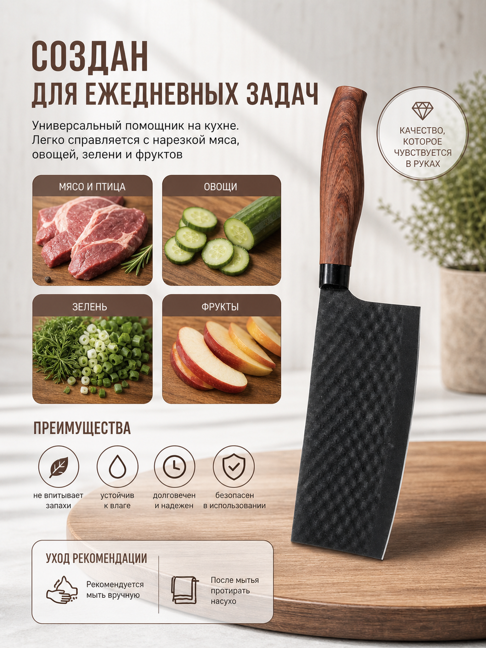 Нож кухонный «МАТТЕО» топорик 17см