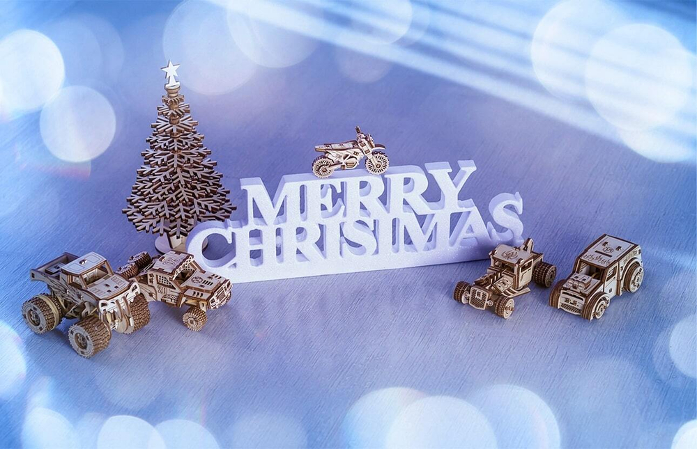 Набор машинок из 5 штук от Eco Wood Art - Деревянный 3D пазл, конструктор, сборная модель