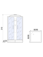 Душевая кабина RIVER  QUADRO 80/24 MT 80х80 см,  матовое стекло, поддон средний, с крышей