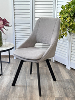 Стул М-City DISAUR Асп (Asp), поворотный на поворотный на 360 градусов, B22 Серый, Велюр, Черный каркас