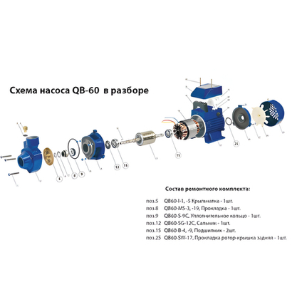 Ремкомплект JEMIX SET-QB-60 для поверх. насоса QB-60