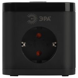 Удлинитель электрический ЭРА CUBE-3es-1,5m-4USB-B куб с заземлением с выключателем 3 розетки+4xUSBA+C 1,5м 16А черный