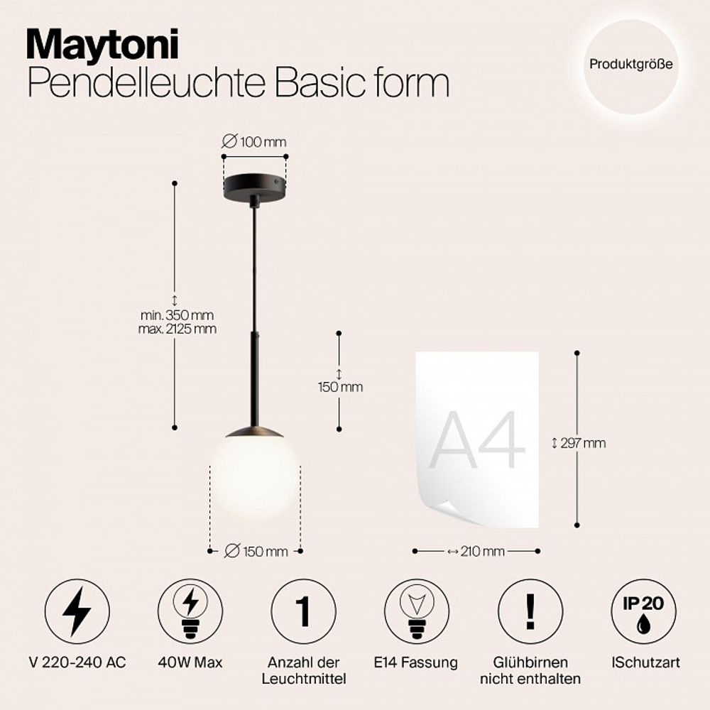 Подвесной светильник Maytoni Basic form MOD321PL-01B