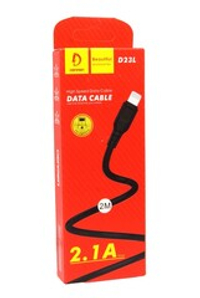 Кабель USB - Lightning DENMEN D23L 2.1A (черный) 2м