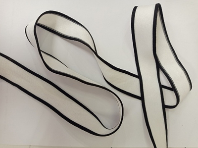 Лампасная лента (трикотажный, 3,0 см). Белый с черным, ВО