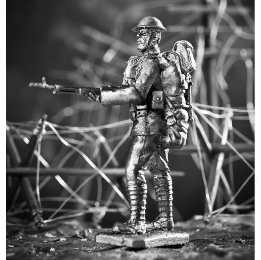 Оловянный солдатик Солдат американского экспедиционного корпуса с автоматической винтовкой Браунинга, 1918 г.
