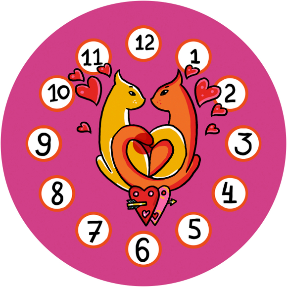 Часы на магните "Мартовские коты"