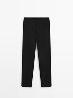 Massimo Dutti Капри из смеси льна, черный