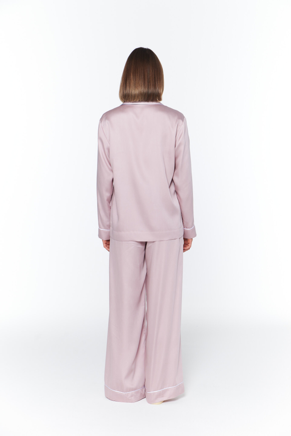 Брюки из тенселя с кантом розовый дым