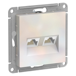 ATLASDESIGN РОЗЕТКА двойная компьютерная RJ45+RJ45, кат.5Е, механизм, ЖЕМЧУГ