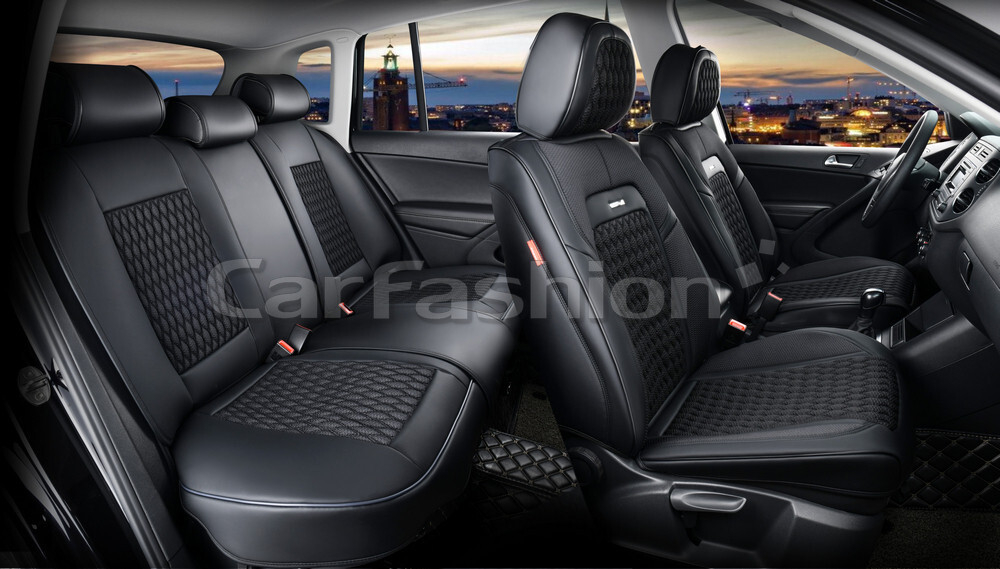 Чехлы на сидения CarFashion каркас 5D«TITAN PLUS» 27236 -Экокожа черный/черный/черный/черный