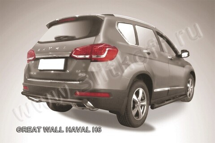 Защита заднего бампера (нержавейка) Haval H6 (2014-2020) d57 (черный)