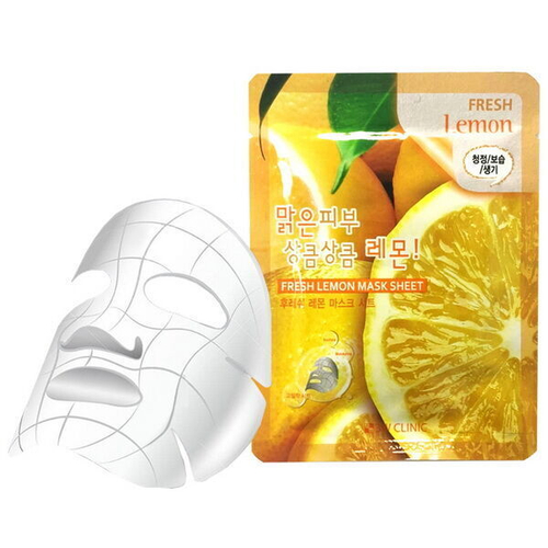 Осветляющая тканевая маска для лица с экстрактом лимона 3W Clinic Fresh Lemon Mask Sheet, 23гр