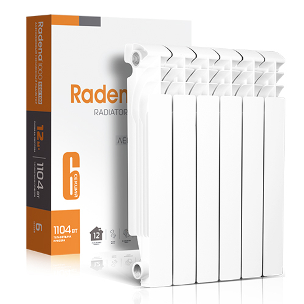 Радиатор алюминиевый секционный Radena CN-RA R 1000 500/100 (500 х 4 секции, подключение боковое)