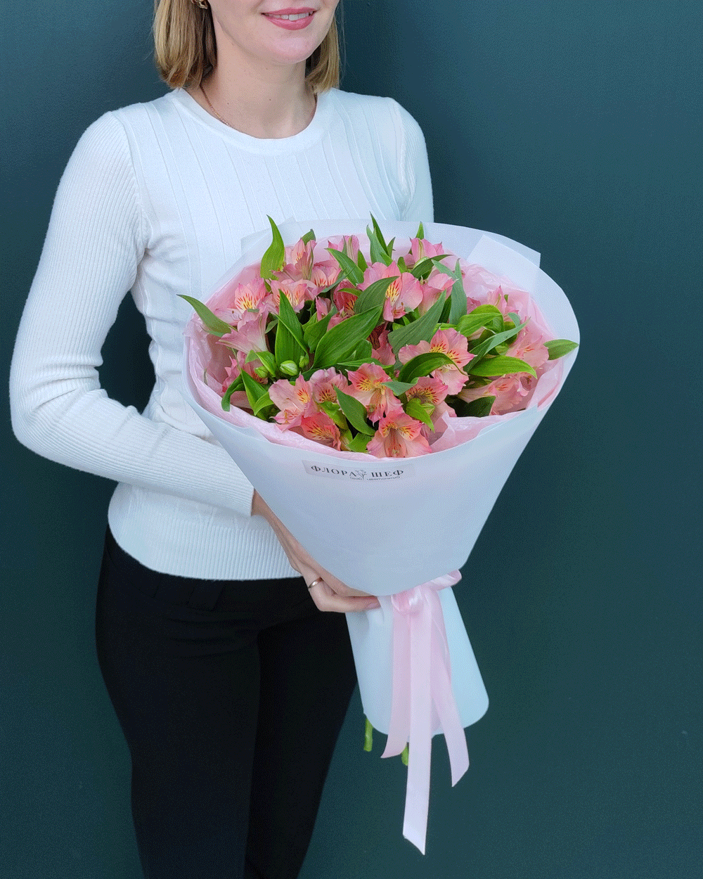Букет альстромерия розовая 5шт(00164)