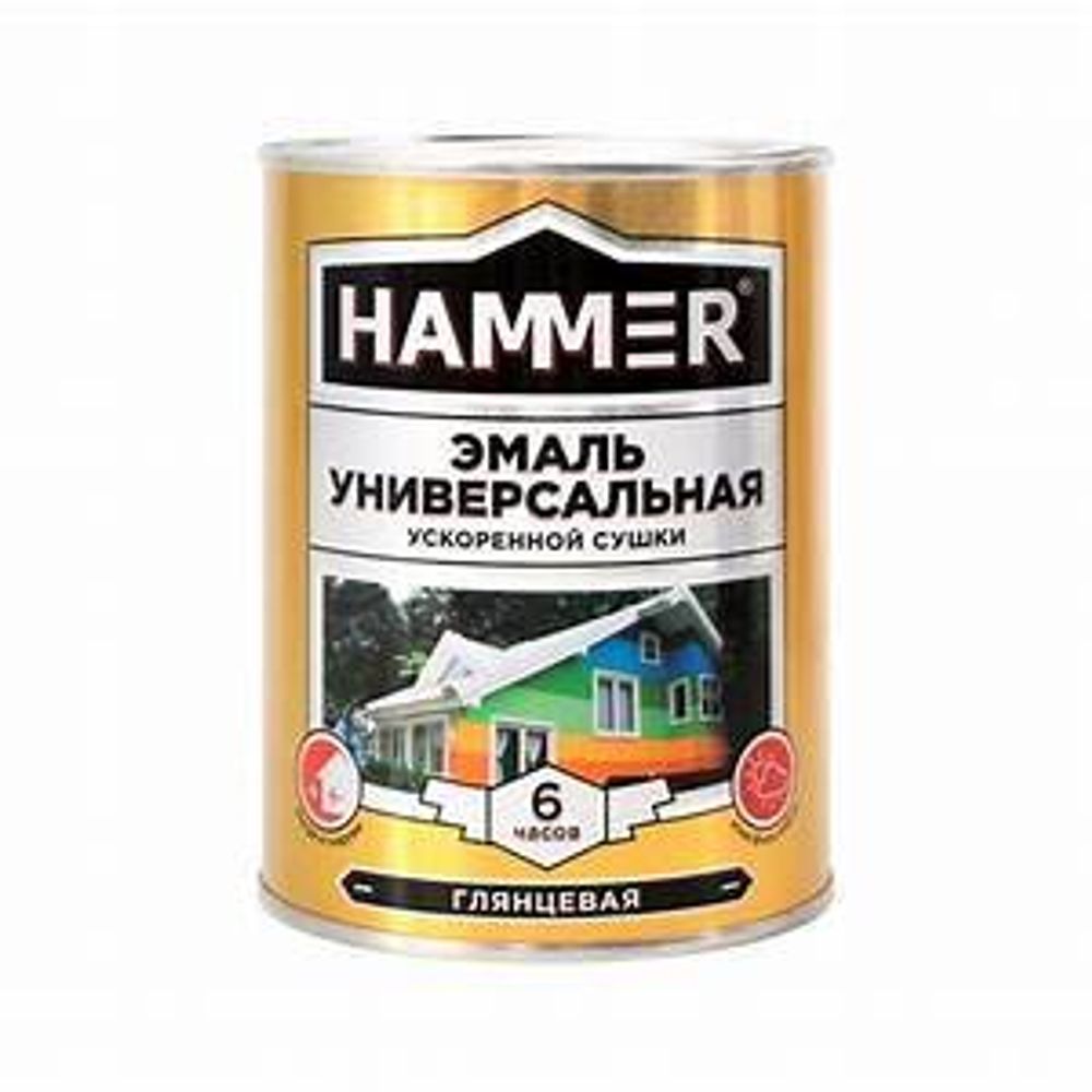 Эмаль универс. уск/суш глянц. св.-серая 0,9 кг Hammer