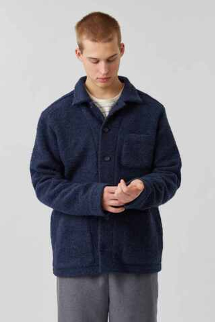 Верхняя мужская рубашка с карманами из синего букле