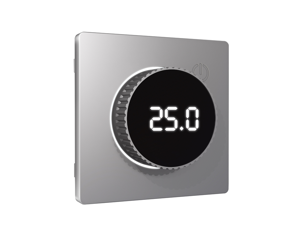 AP5058 Лицевая панель ALFA (Сталь матовый) для терморегулятора теплого пола с цифровым дисплеем QUANT