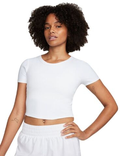 Женская теннисная футболка Nike One Fitted Dir-Fit Short Sleeve Top - white/black