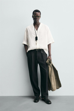 ZARА РУБАШКА ИЗ 100% ЛЬНА, БЕЛЫЙ