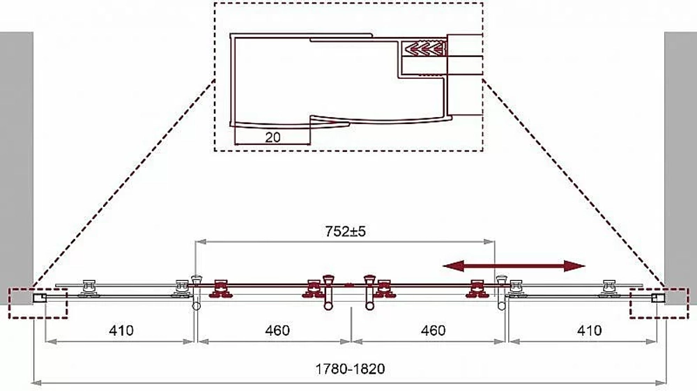 Душевая дверь BelBagno UNO 195-BF-2 180 стекло прозрачное/профиль хром