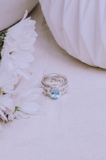 Кольцо «Мозаик» с овальным голубым топазом и сердечком белый циркон