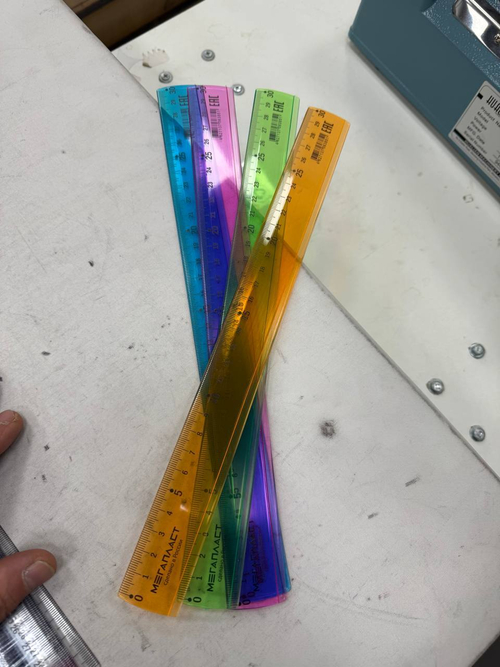 Линейка 20 см. пластиковая, 4 шт., тонированная ассорти