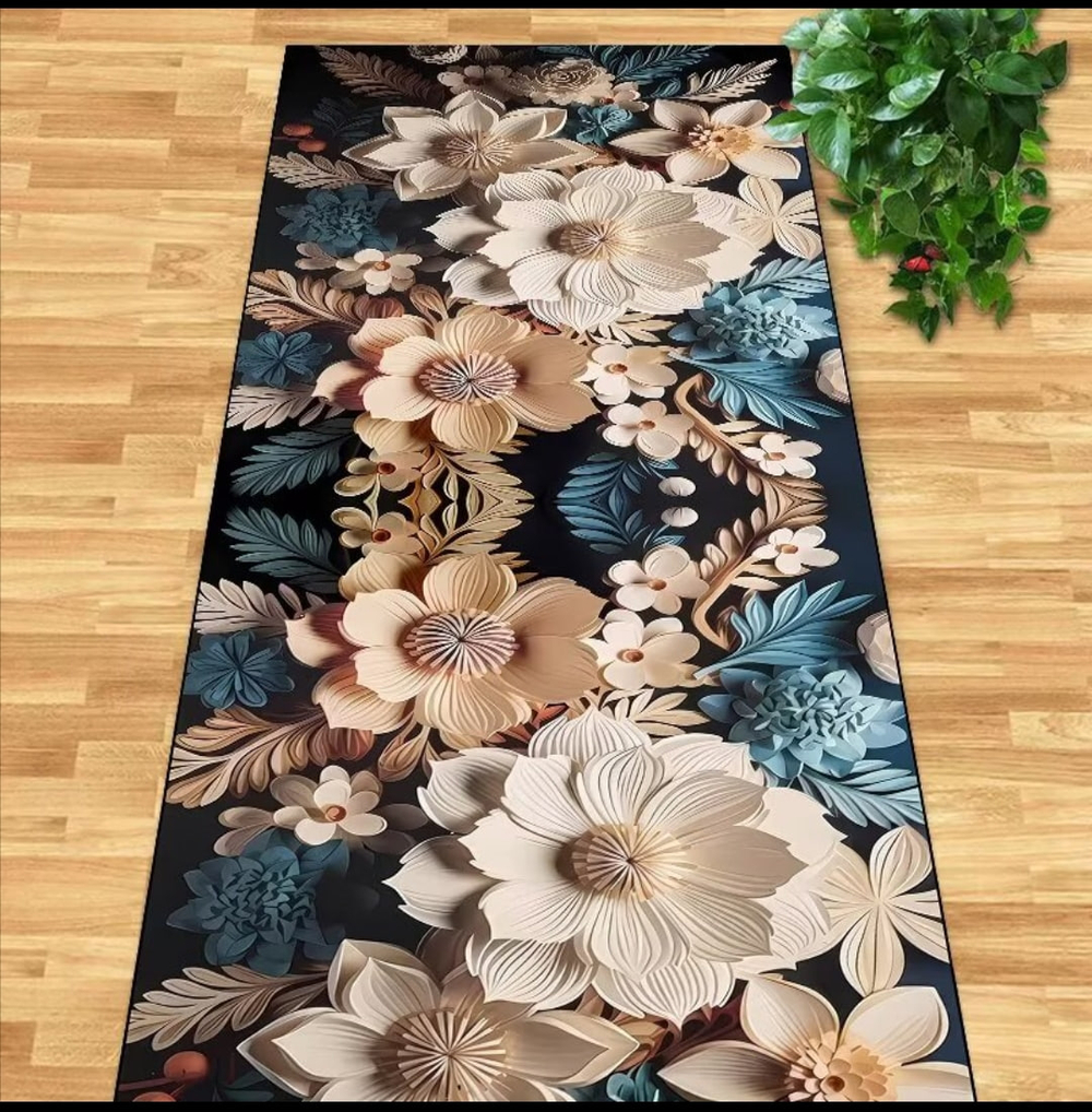 Коврик - дорожка 3D ЦВЕТЫ матовый 0,8*15 м