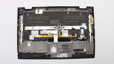 Верхняя панель с клавиатурой (топкейс) для ноутбука Lenovo ThinkPad X1 Yoga 2nd Gen FingerPrint, черная, с подсветкой, раскладка - казахская (01HY821)