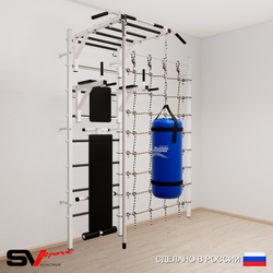 Шведская стенка Sv Sport 55030 (Турник рукоход/Брусья/Скамья/Канат/Цепь/Мешок 30кг/Канатный лаз)