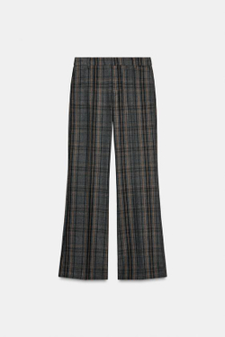 ZARA БРЮКИ В КЛЕТКУ, СЕРЫЙ/НЕЖНО-КОРИЧНЕВЫЙ