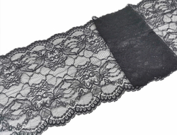 Эластичное кружево, 21,5 см, черное, (Арт: EK-2156), м