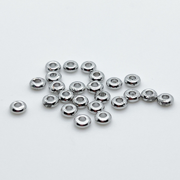 Бусина, цвет серебро (родий), размер 4*1,3 мм, цена за 10 шт