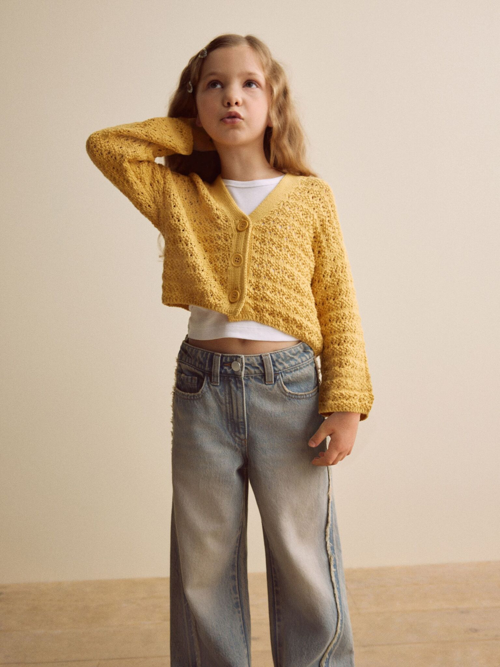 Кардиган вязаный для девочки Next E66-128, Горчичный