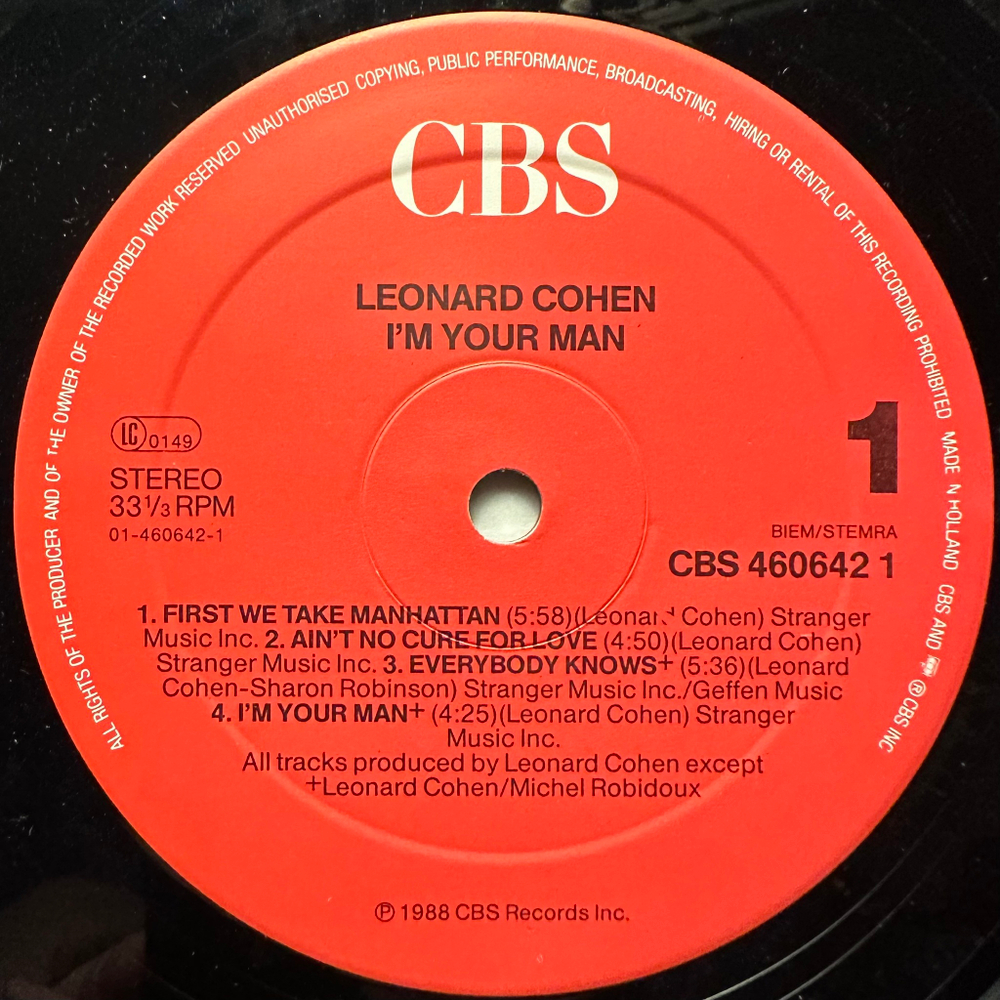 Leonard Cohen - I'm Your Man (Европа 1988г.)