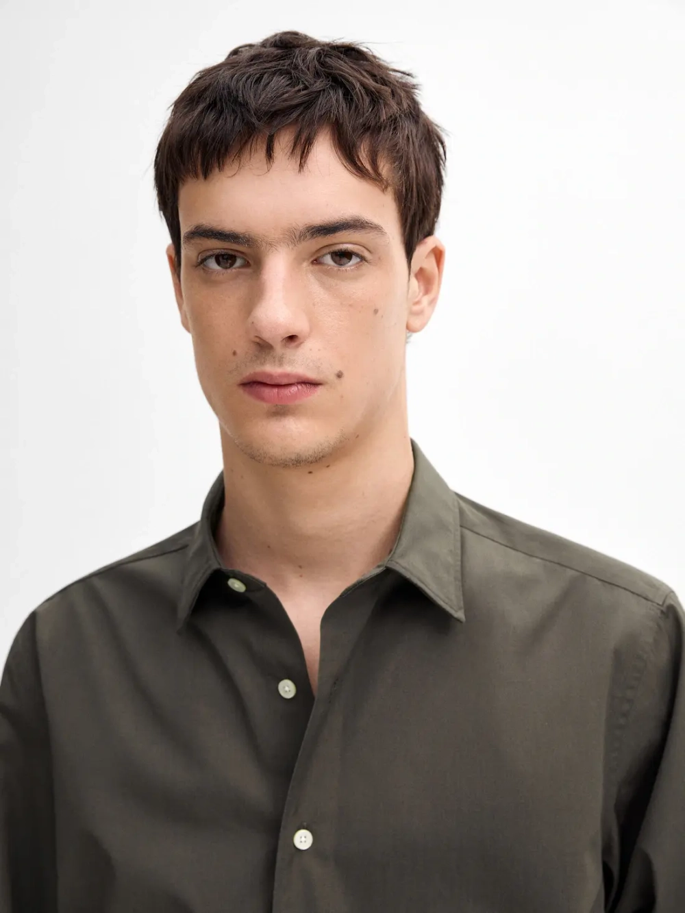 Massimo Dutti Рубашка из 100% хлопкового поплина с карманом, антрацитово-серый