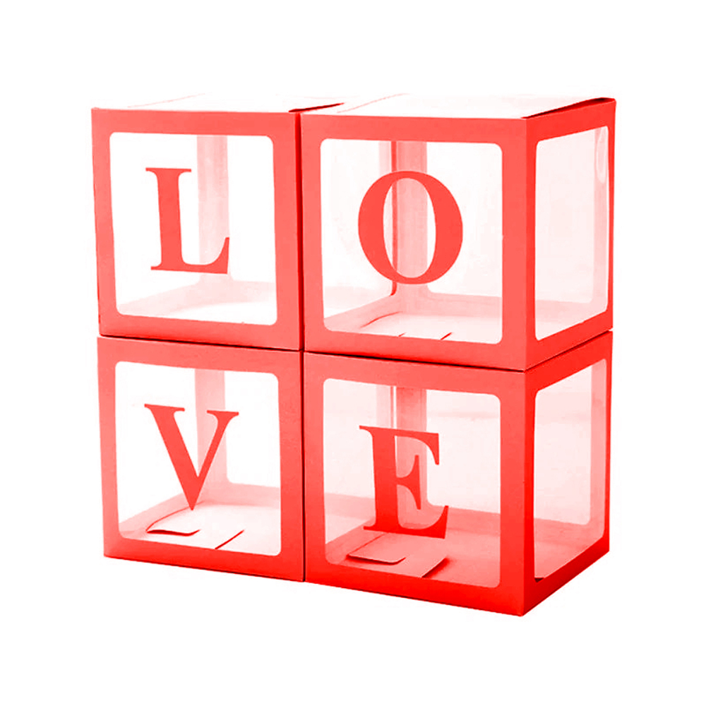 Декоративные коробки для шариков с воздухом с надписью Love красные