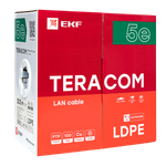 Кабель витая пара TERACOM Cat.5E F/UTP 4 пары solid внешний оболочка LDPE цвет черный (упак. 305м) (305.00 шт.)