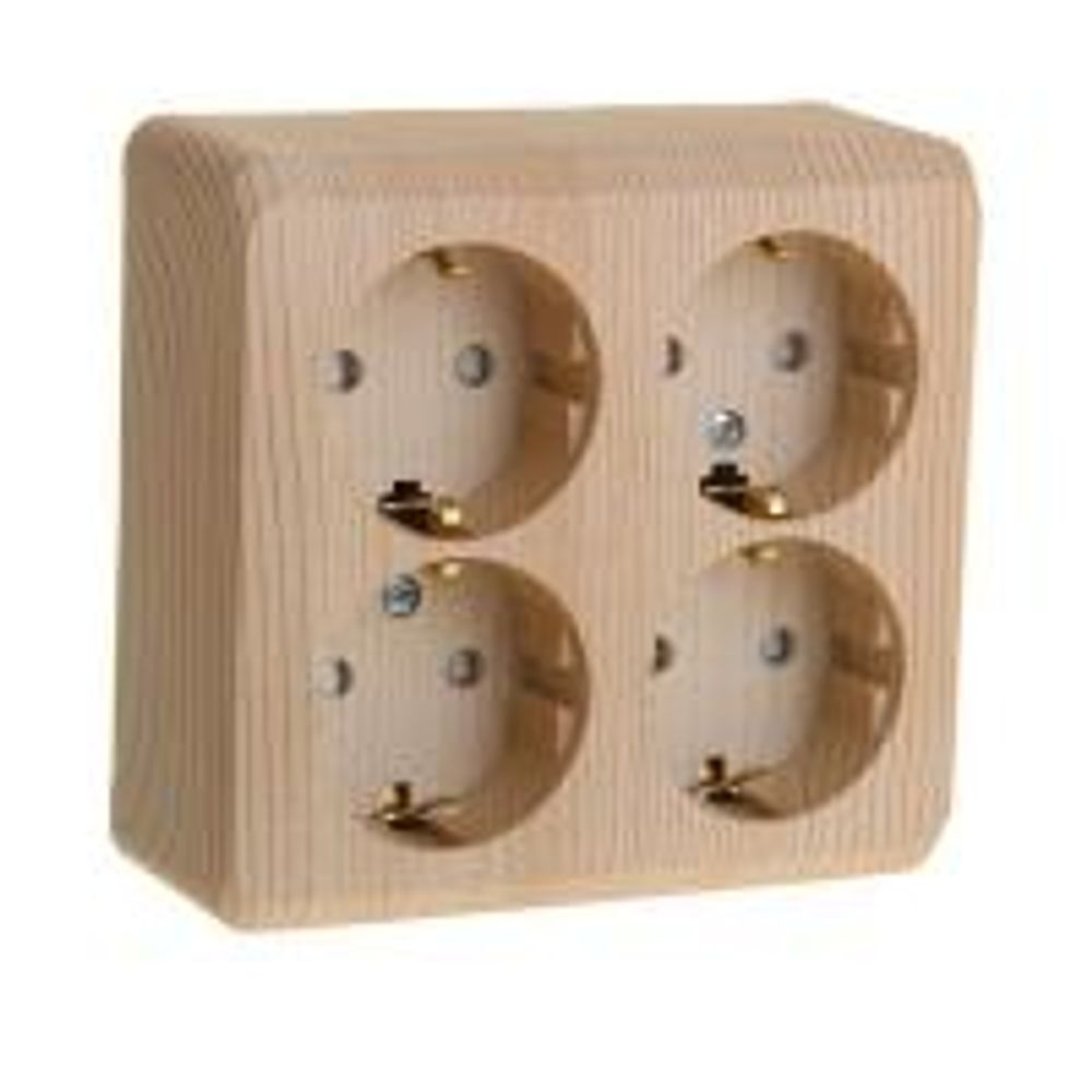 Schneider Electric ЭТЮД Сосна Розетка 4-местная открытая установка с заземляющими контактами со шторками PA16-208D