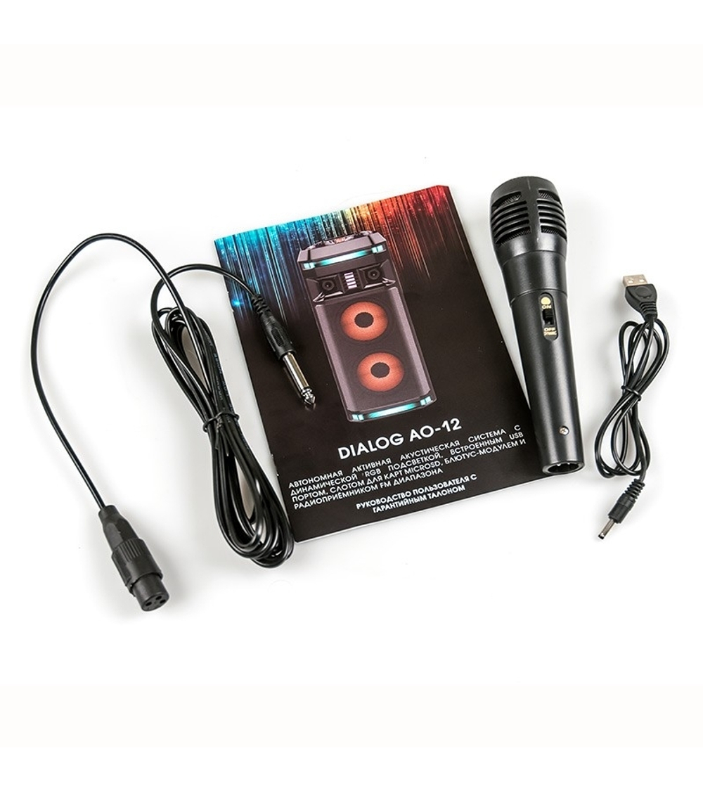 Колонки Dialog Oscar AO-12 1.0, 30W RMS, Караоке с микрофоном, BT+FM+USB+SD+LED