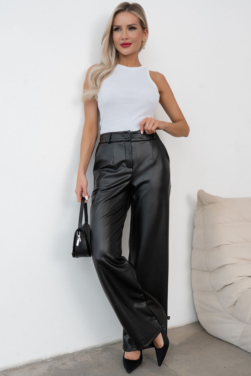Брюки из эко-кожи (черный)  Бр11-914/3 Nikol