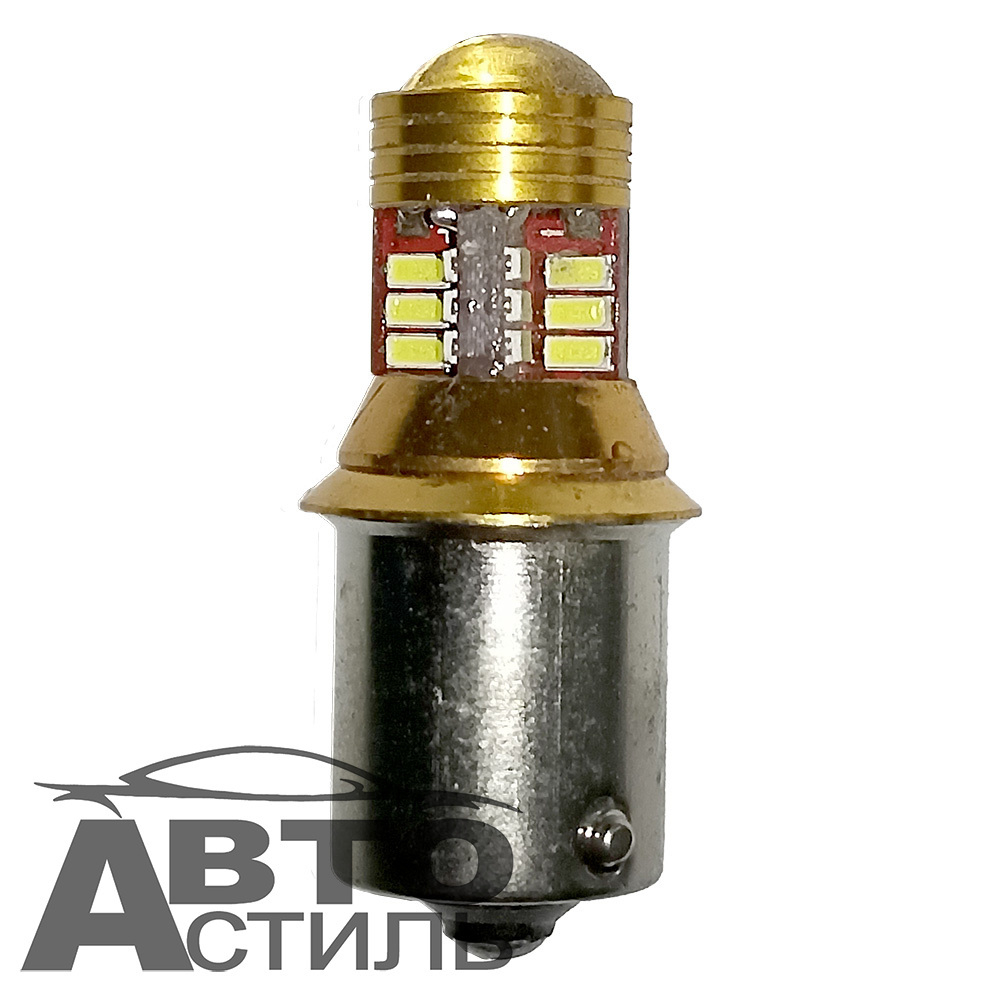 Светодиод 12-24V T25  21SMD 3030 WHITE LENS 10-60v 1но конт LENS 3+18 (GS0032)
