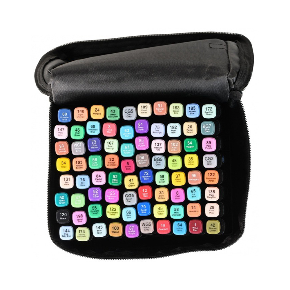 Маркер для скетчинга, двусторонние, Basir, на подставке, четырёхгранные, 14 мм, спиртовые, 80 шт