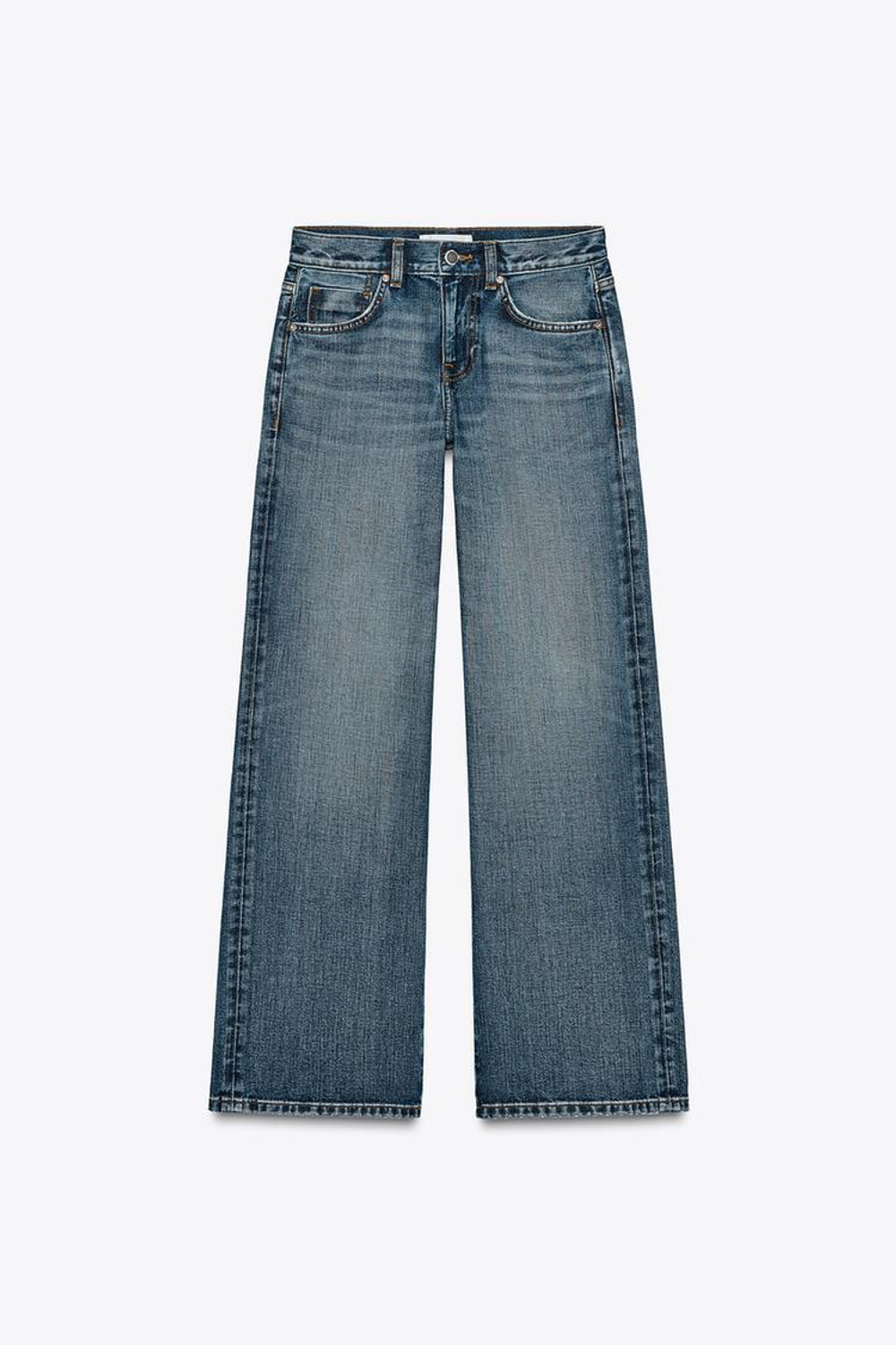 ZARA ДЖИНСЫ Z1975 STRAIGHT MID-RISE FULL LENGTH, ВЫЦВЕТШИЙ СИНИЙ