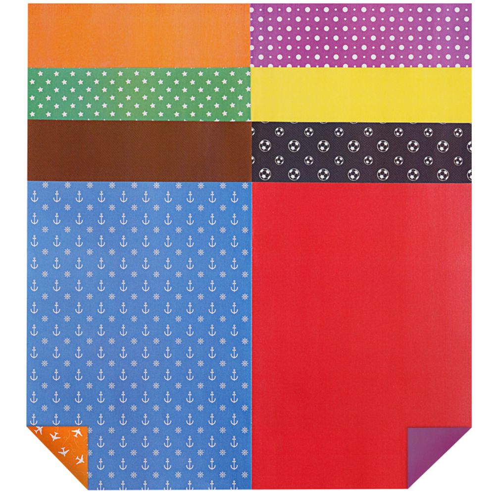 Цветная бумага А4, 8л. 8цв. двухсторонняя, с узорами, Мульти-Пульти Енот в волшебном мире, на скреп.