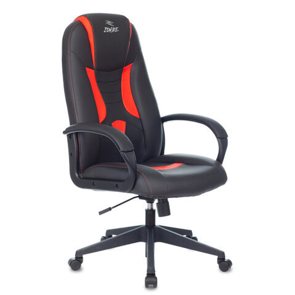 Кресло компьютерное ZOMBIE 8, экокожа, черное/красное, 1583068