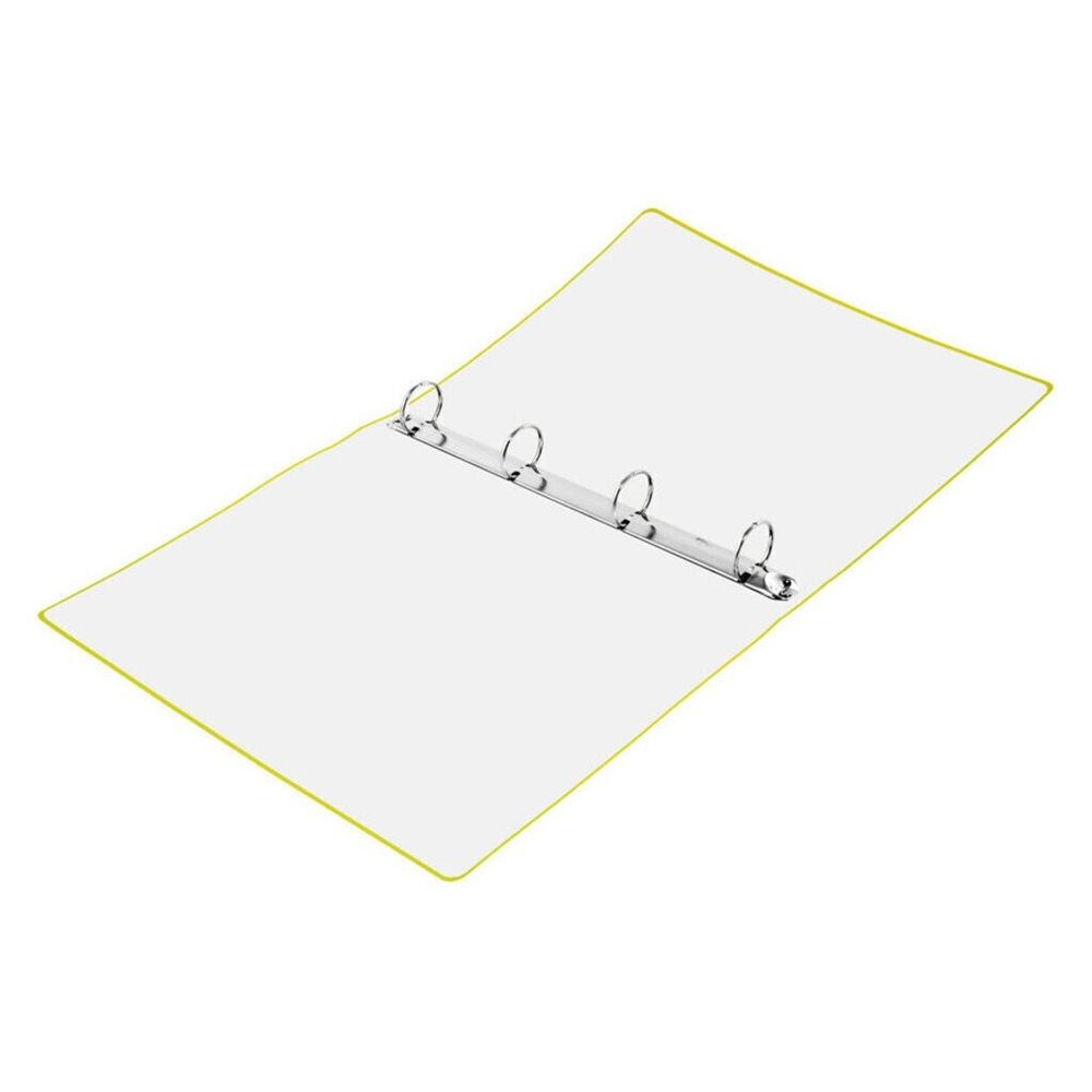 Папка на 4-х кольцах, 40мм, Бюрократ Neon, 700мкм, внутренний карман, корешок с карманом, салатовая