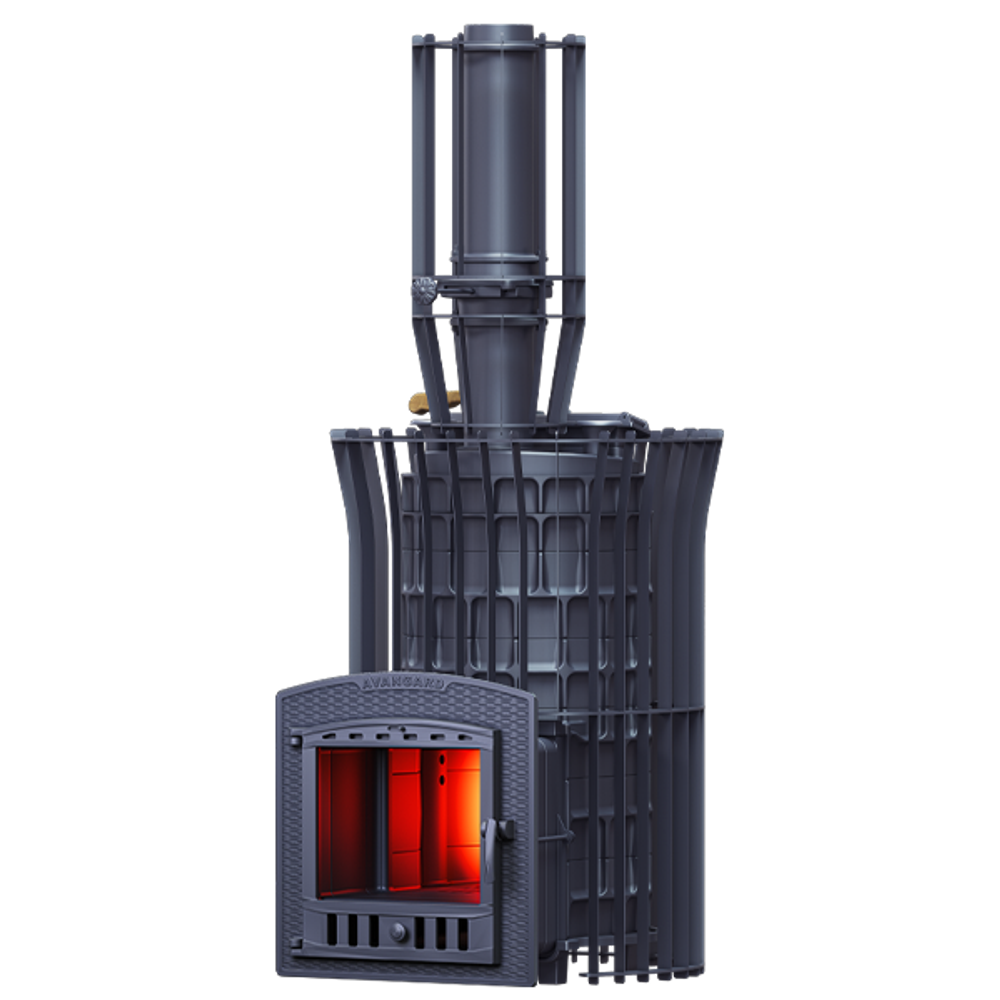 Печь для бани Авангард ЗК 40 (П2) Ураган в сетке Тюльпан